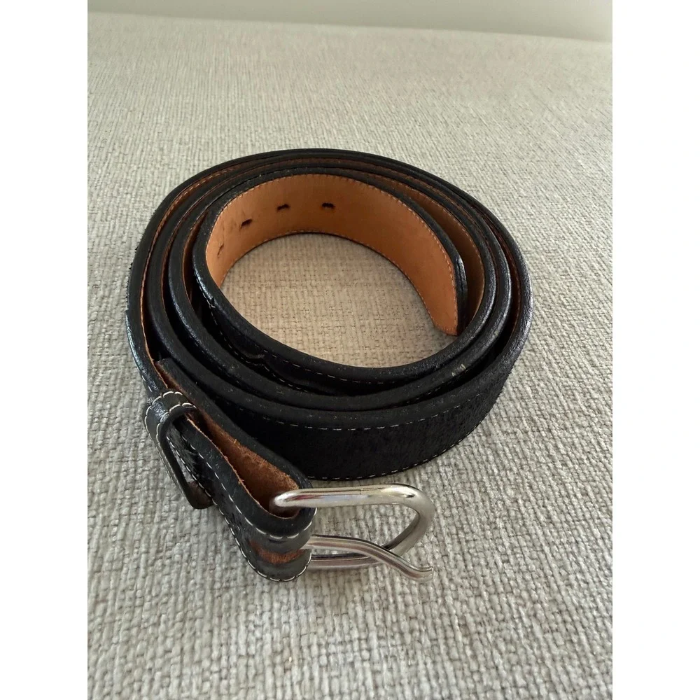 Nocona Men's Western Belt Size 56 Black Tooled Leather Basketweave USA Made